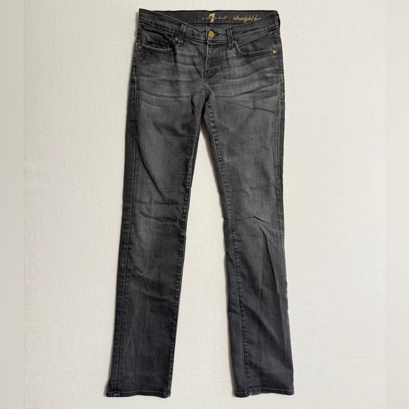 7 For All Mankind Size 26 Women's Charcoal Straight Leg Jeans - Picture 3 of 4